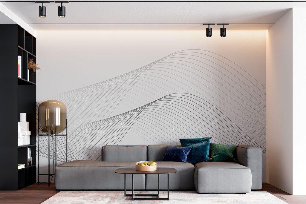 A black and white wavy lines