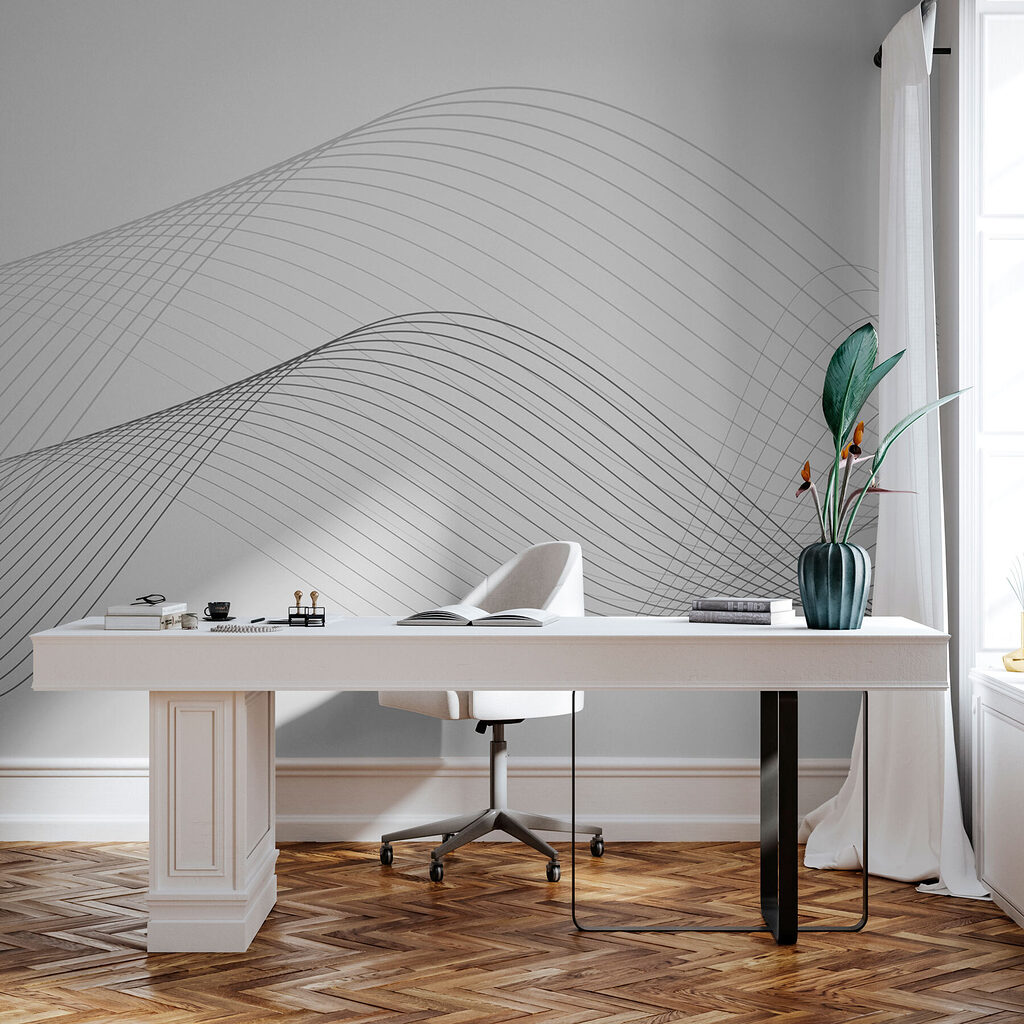 A black and white wavy lines