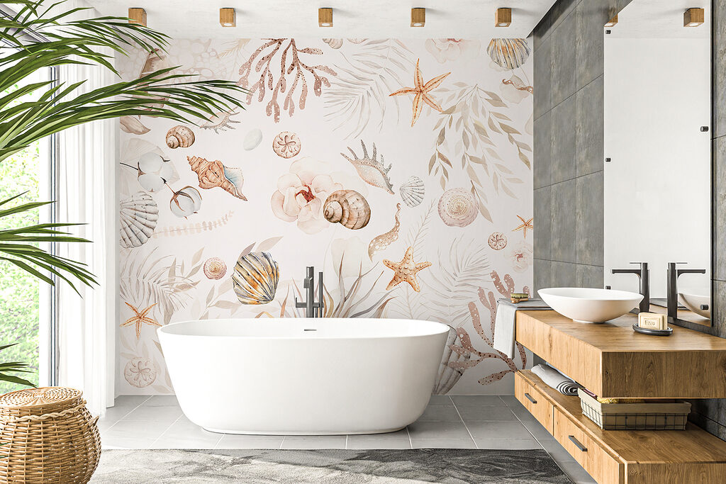 A watercolor sea life pattern