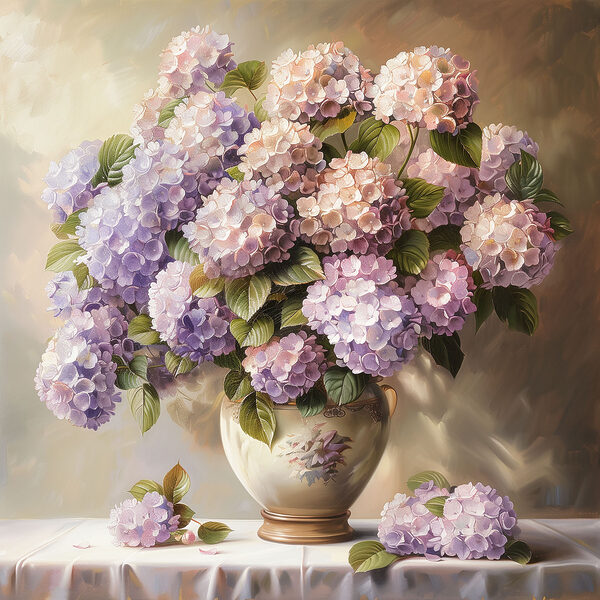 A painting of a vase of flowers A painting of a vase of flowers