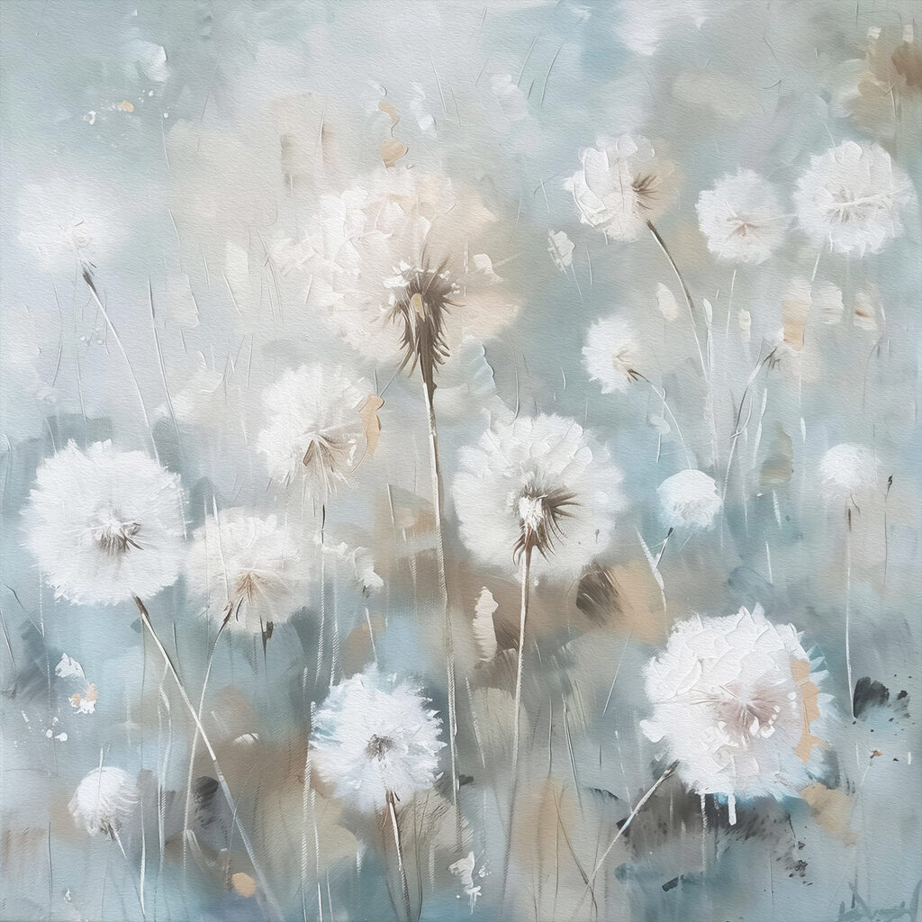 A painting of dandelions