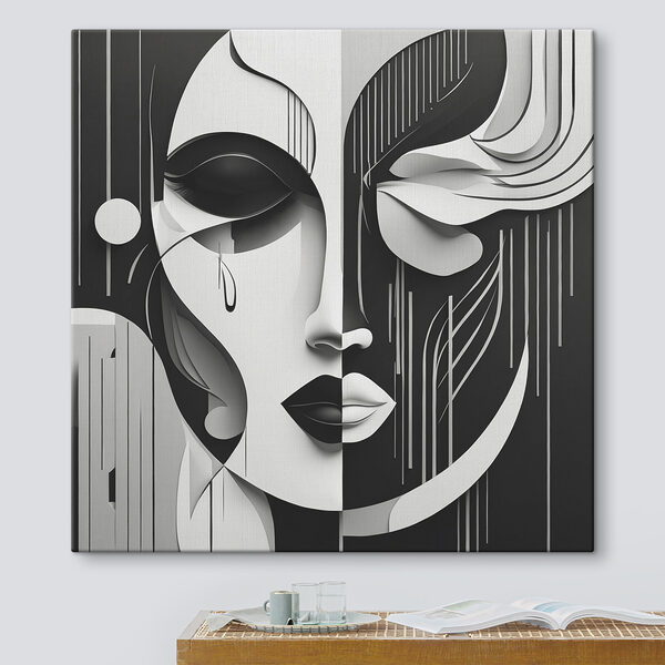 A black and white image of a woman's face A black and white image of a woman's face