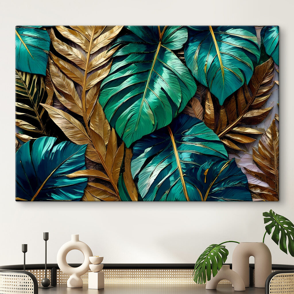 Tropical leaves in vibrant colors