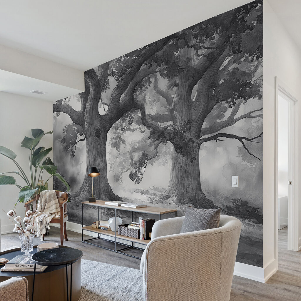 A group of trees with many branches A group of trees with many branches