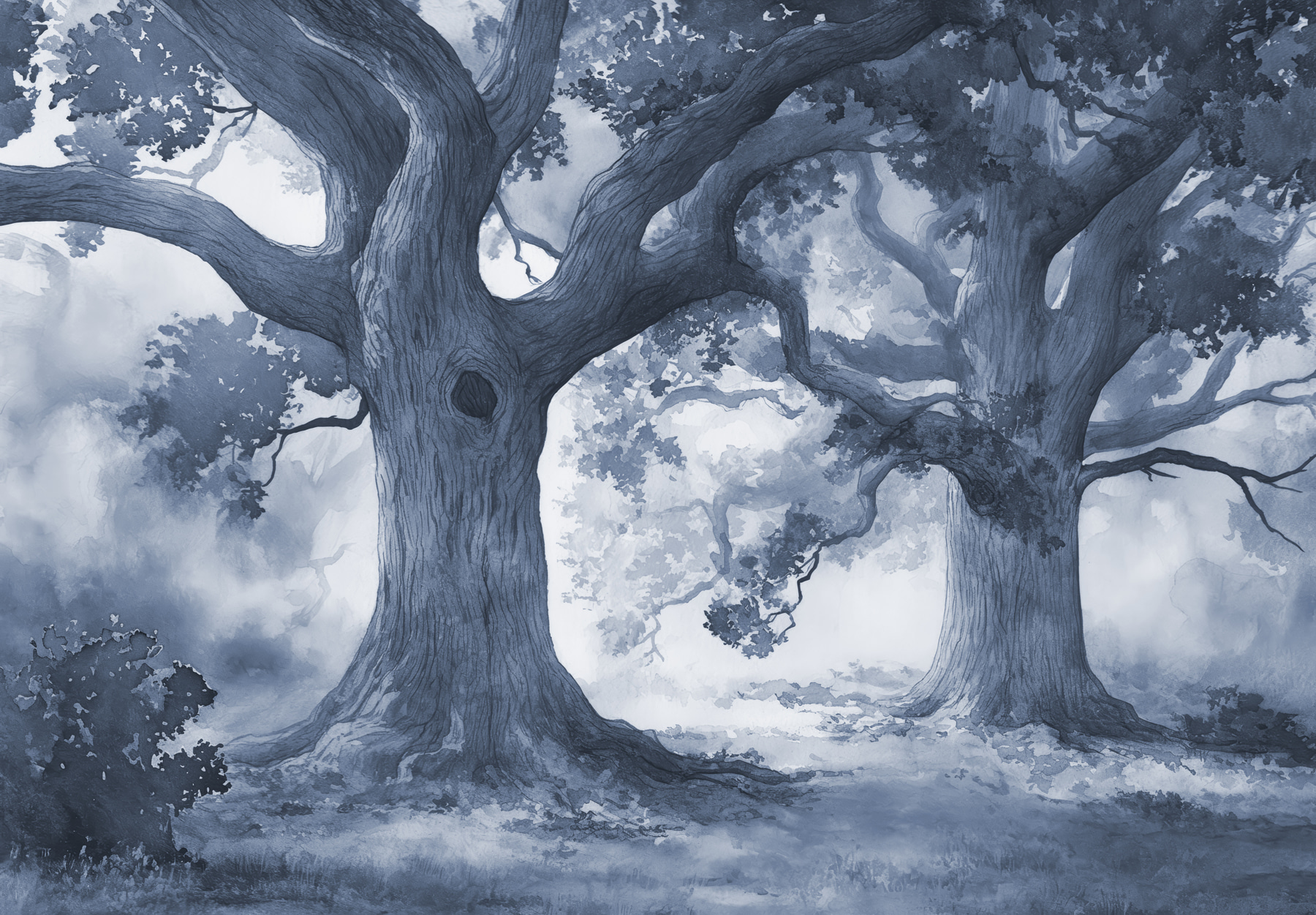 A group of trees with many branches