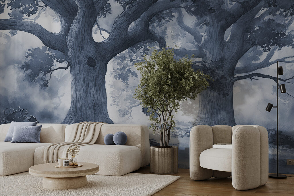 A group of trees with many branches