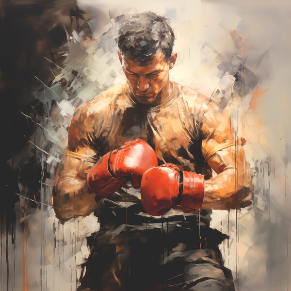A man wearing boxing gloves