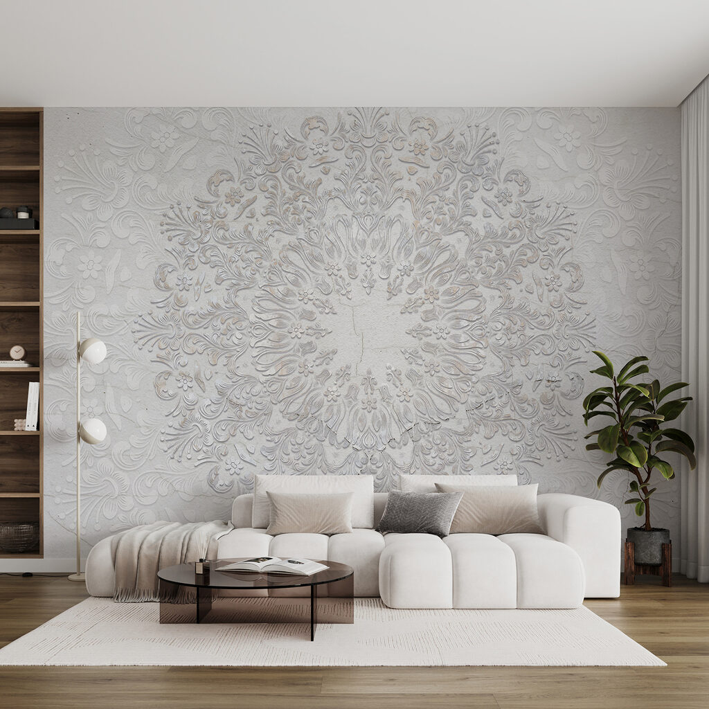 A white and grey circular pattern A white and grey circular pattern