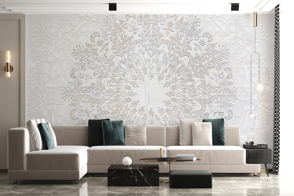 A white and grey circular pattern A white and grey circular pattern