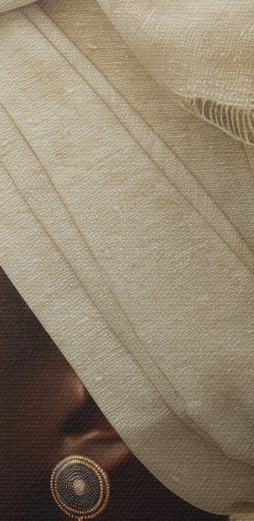 A woman wearing a head wrap A woman wearing a head wrap