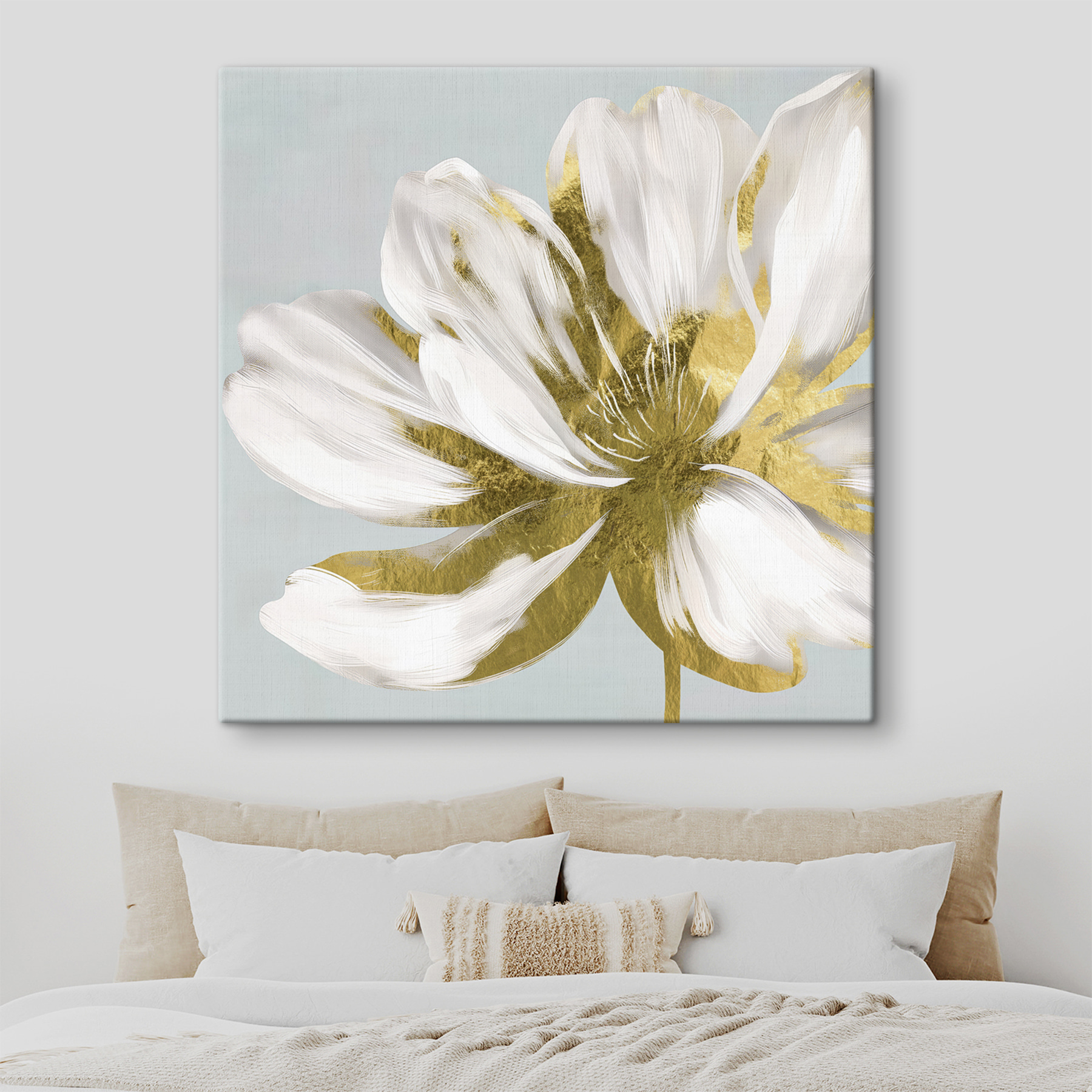 Elegant white petal with metallic accents