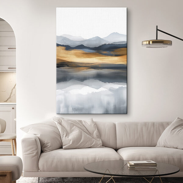 A watercolor painting of mountains and a lake A watercolor painting of mountains and a lake