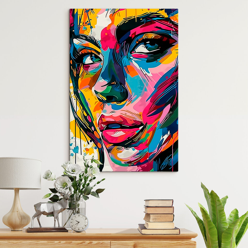 A colorful face of a woman