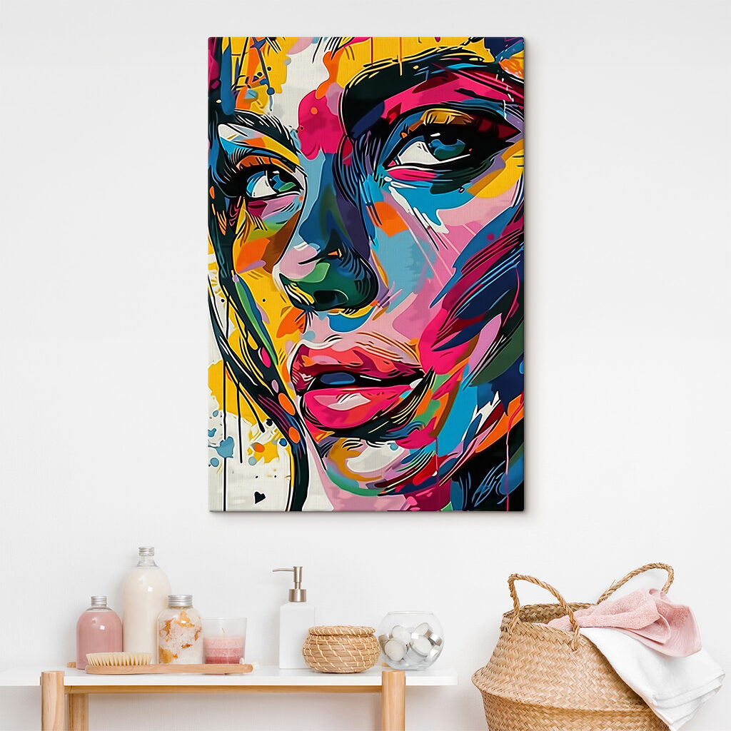 A colorful face of a woman