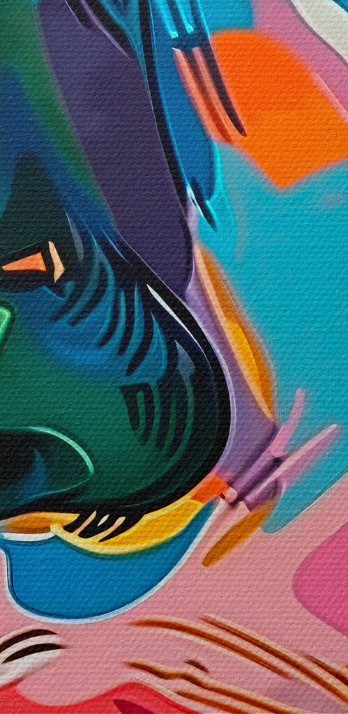A colorful face of a woman