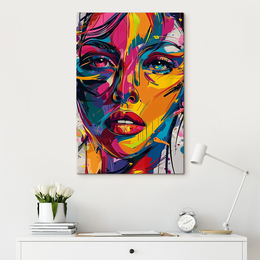 A colorful face of a woman A colorful face of a woman