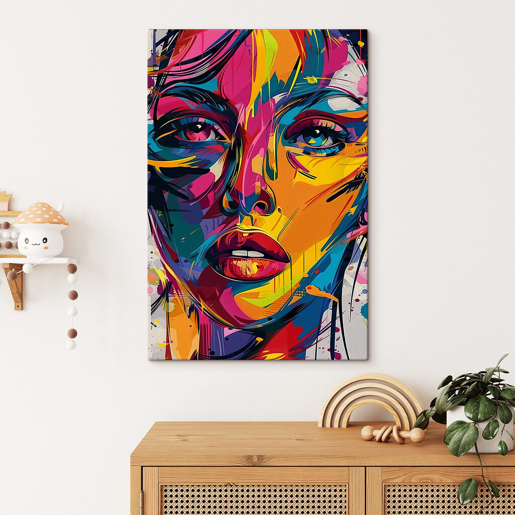 A colorful face of a woman A colorful face of a woman