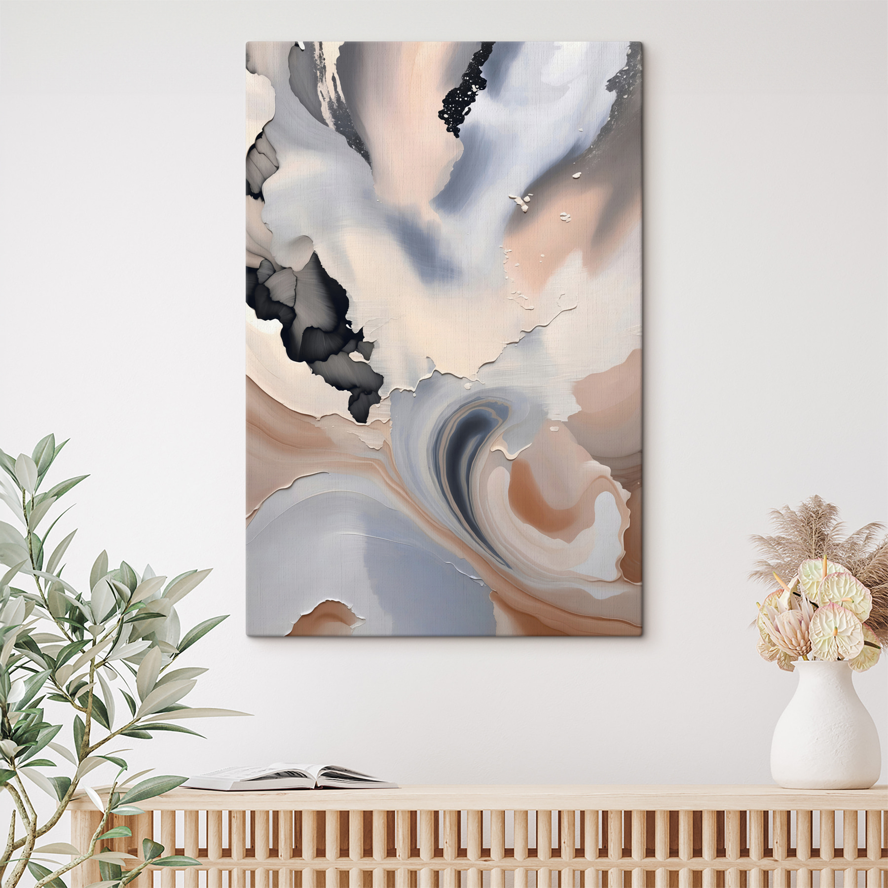 A close up of a painting