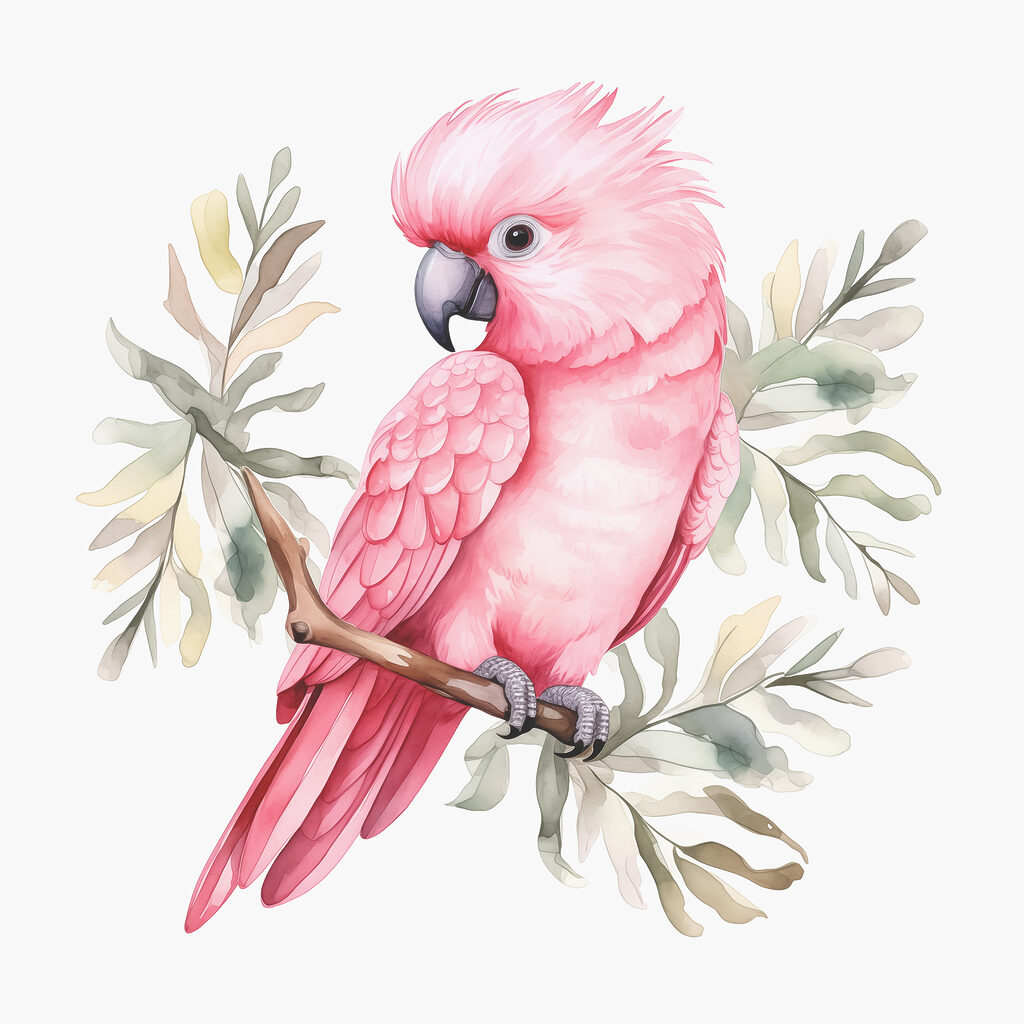 A pink bird on a branch