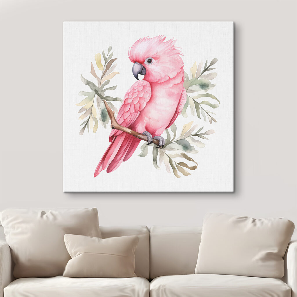 A pink bird on a branch