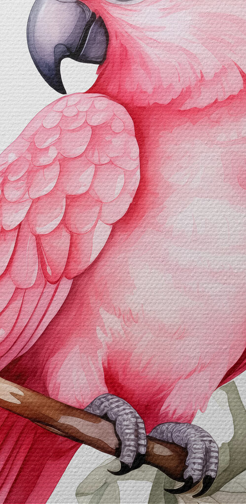 A pink bird on a branch