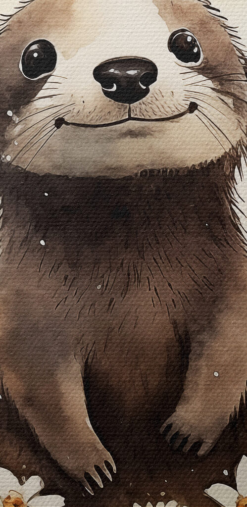 A watercolor of an animal standing in a flower field A watercolor of an animal standing in a flower field