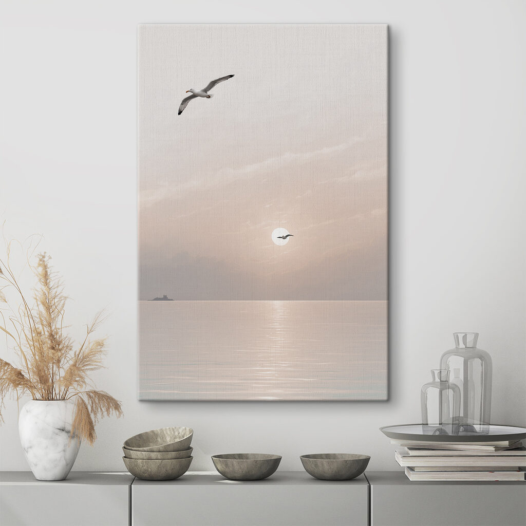 A seagull flying over water