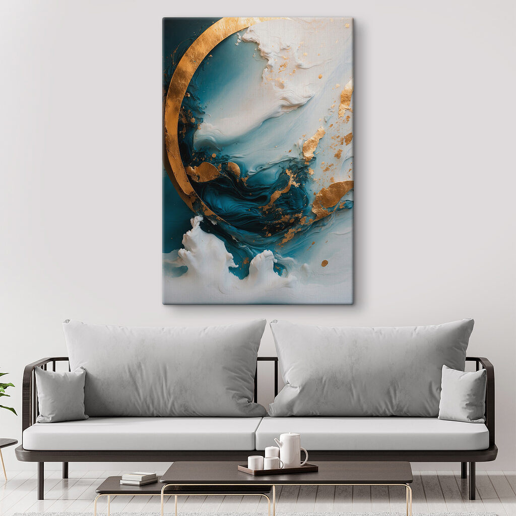 A close up of a painting