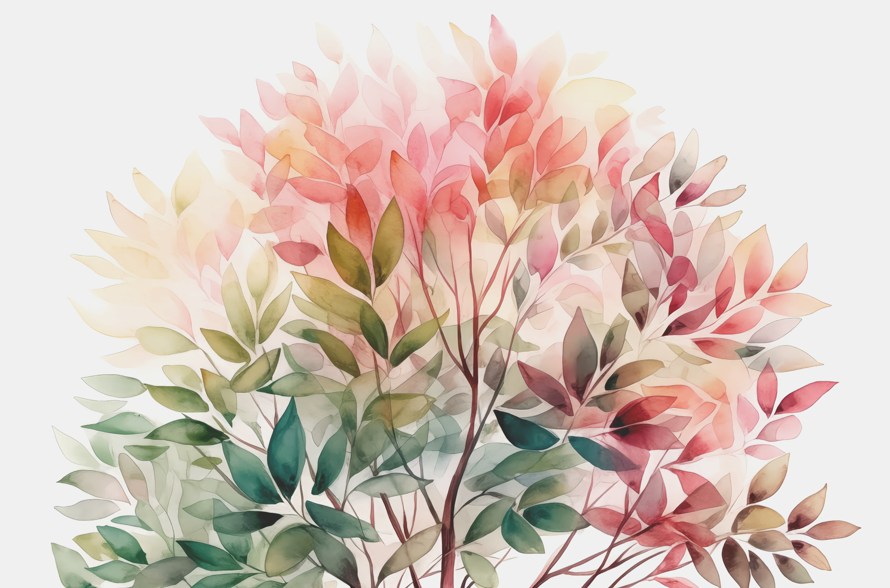 A painting of a tree with leaves A painting of a tree with leaves