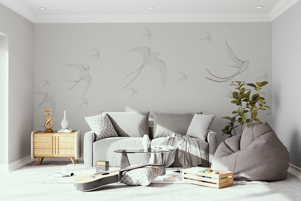 A group of birds flying