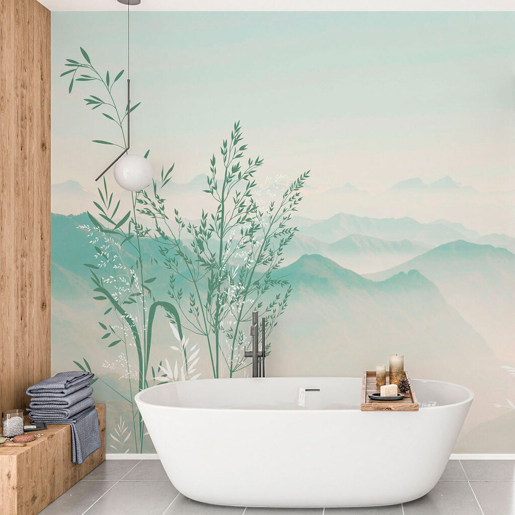 A landscape with mountains and trees