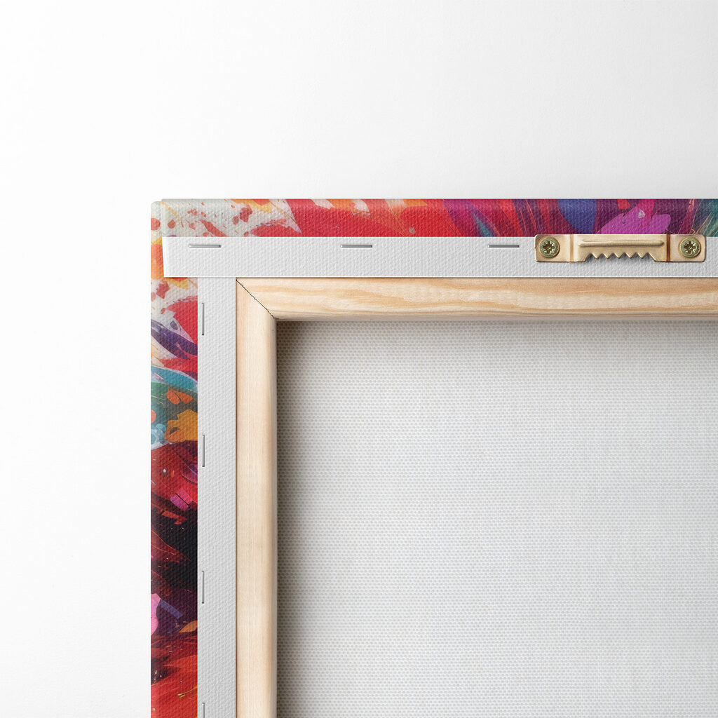 A colorful lion with white whiskers