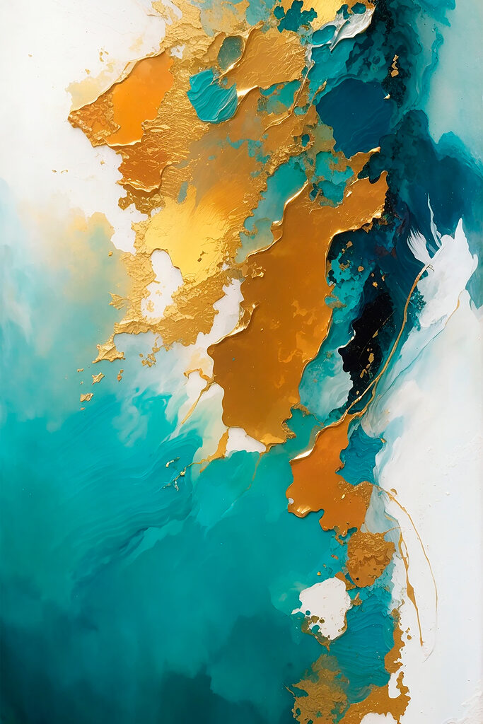 Abstract art with vibrant teal hues