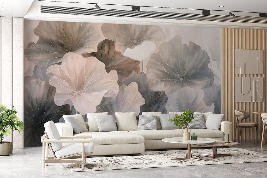 A group of flowers with leaves