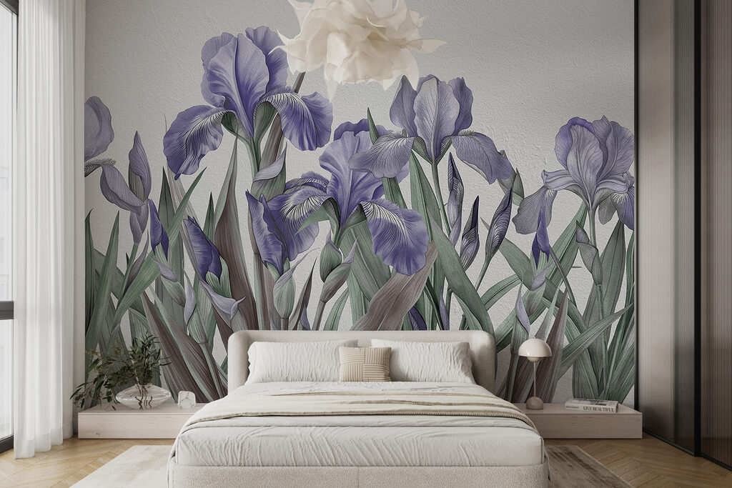 A group of purple flowers
