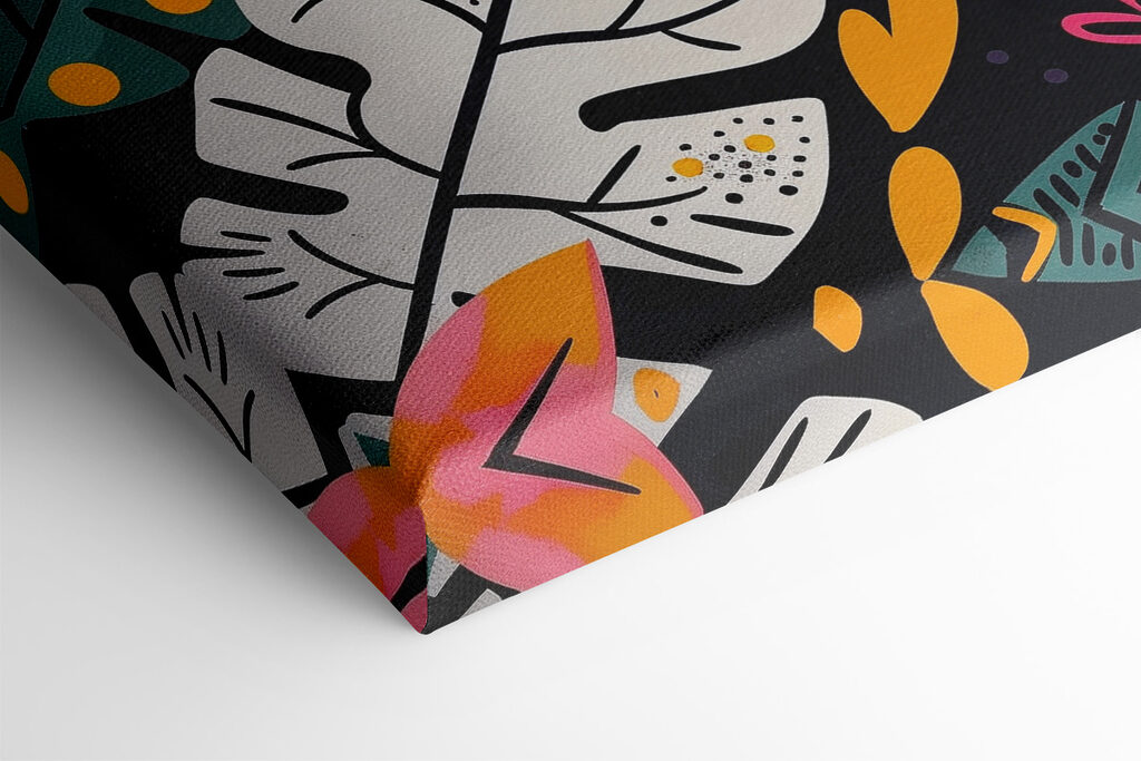 A colorful art of a snake and leaves A colorful art of a snake and leaves