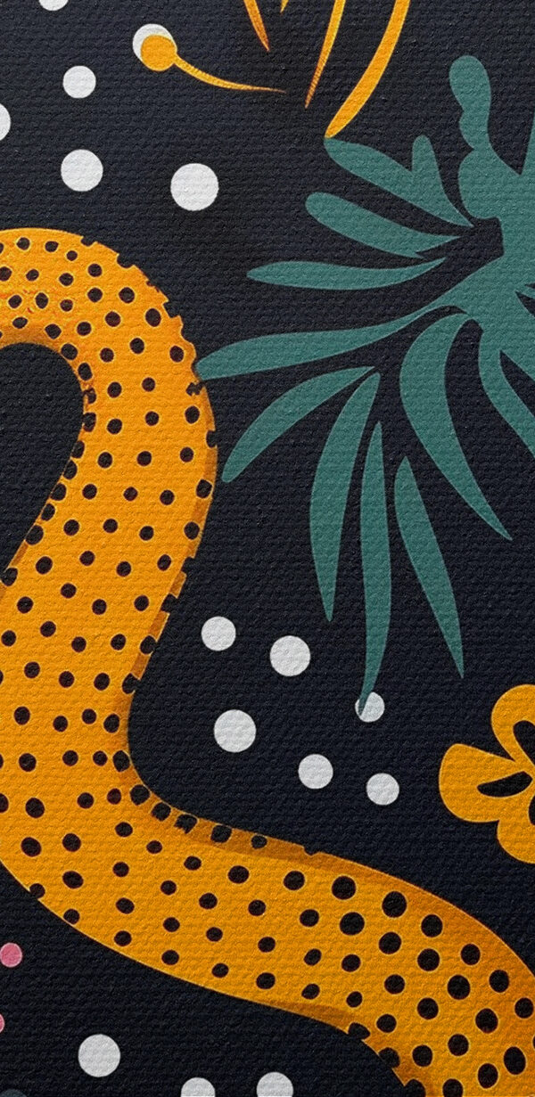 A colorful art of a snake and leaves A colorful art of a snake and leaves