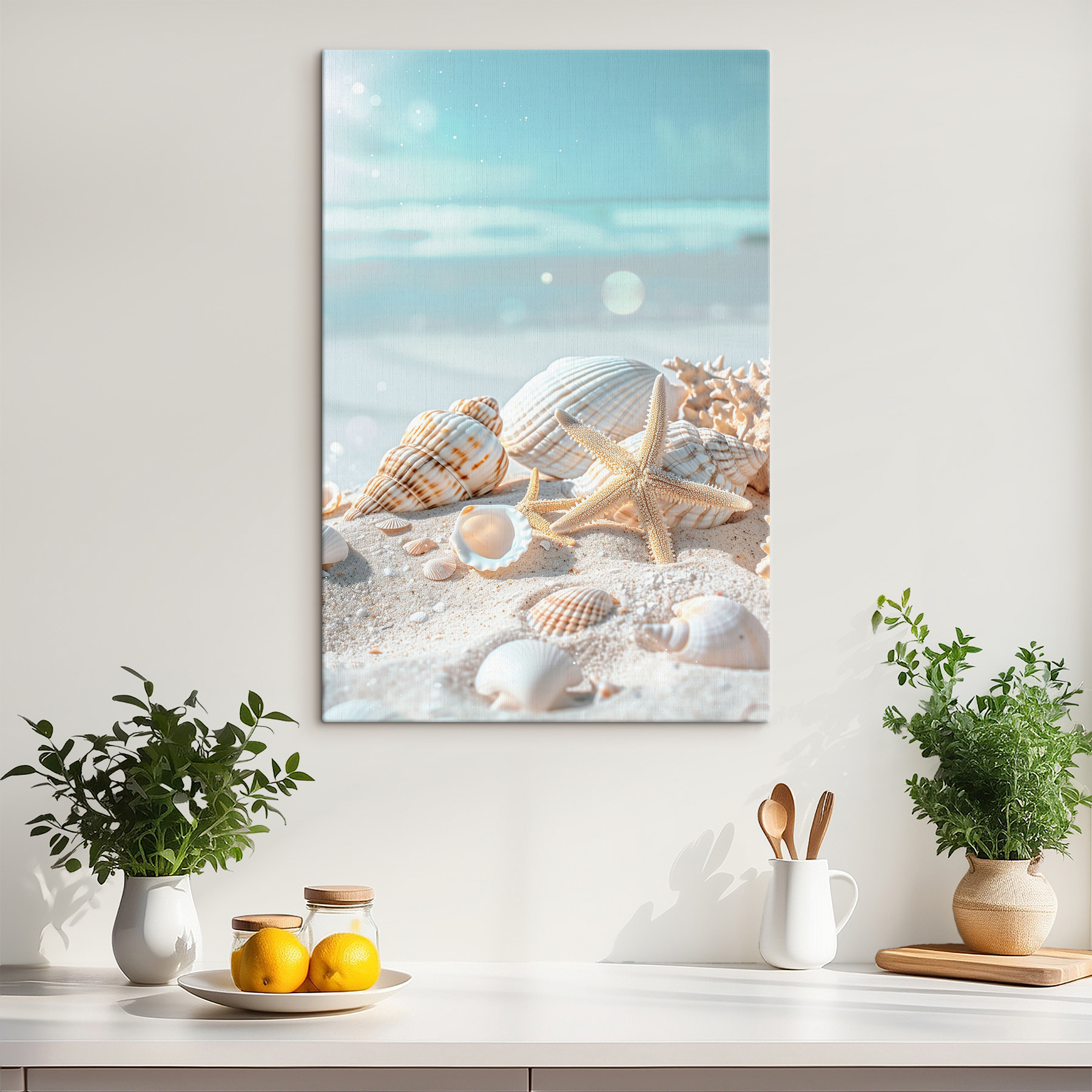 A group of shells and starfish on sand