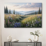 Vászonképek Virágokkal és fákkal teli mező