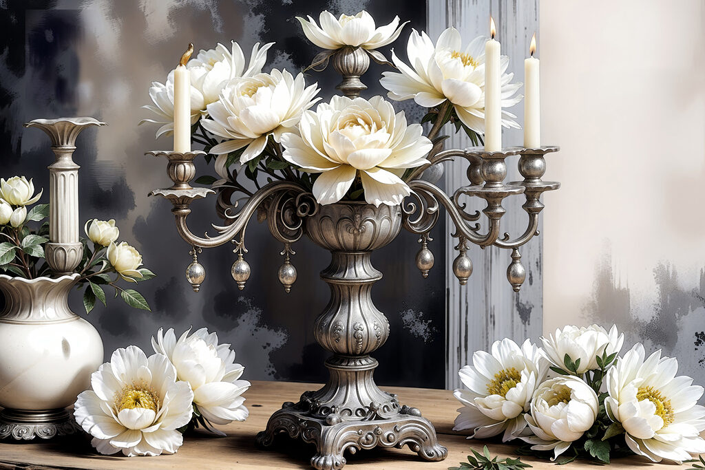 Elegant flowers in a decorative setting Elegant flowers in a decorative setting