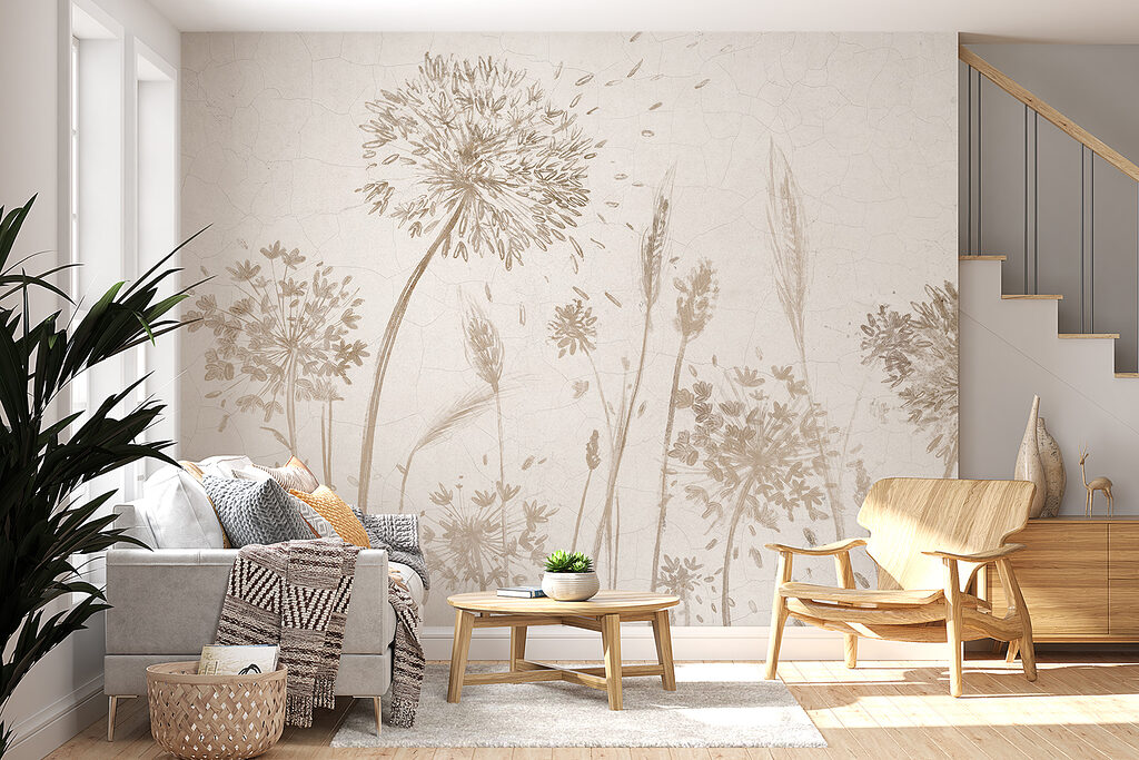 Drawing of dandelions and wheat Drawing of dandelions and wheat