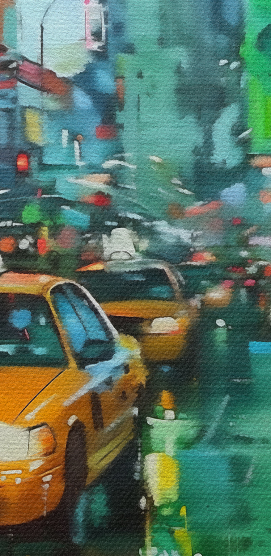 Sárga taxik a nedves utcán