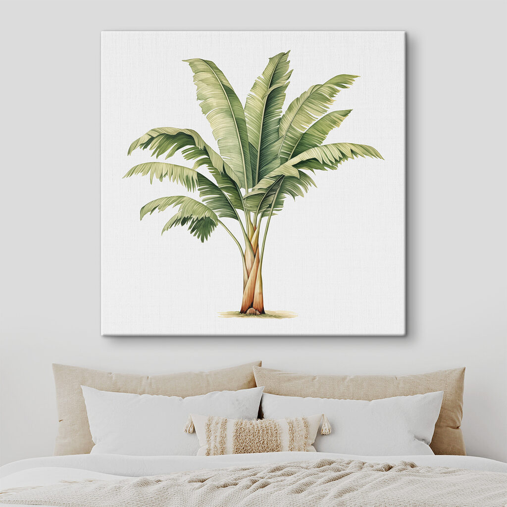 Palm tree with large leaves