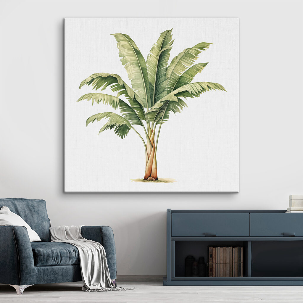 Palm tree with large leaves