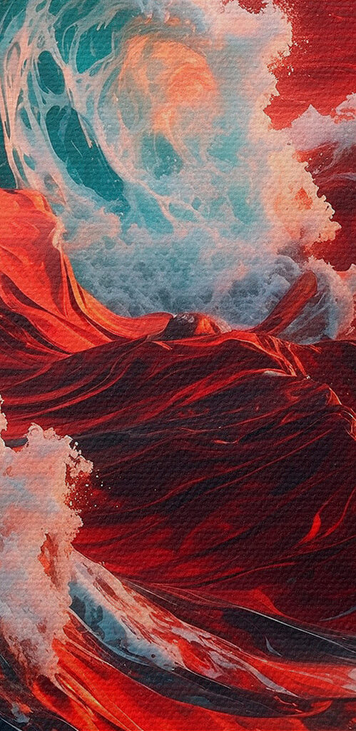 Waves in the ocean with a sunset
