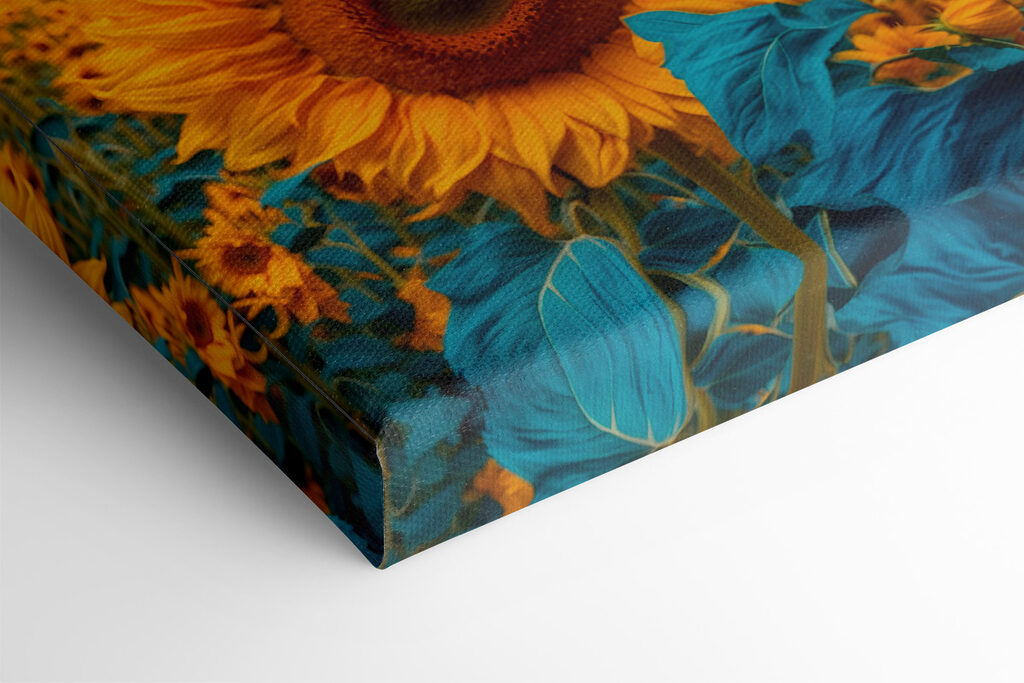 Sunflower with blue and yellow leaves Sunflower with blue and yellow leaves