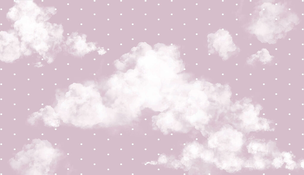 Pink and white background with white clouds