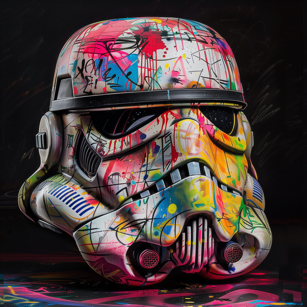 Colorful storm trooper helmet