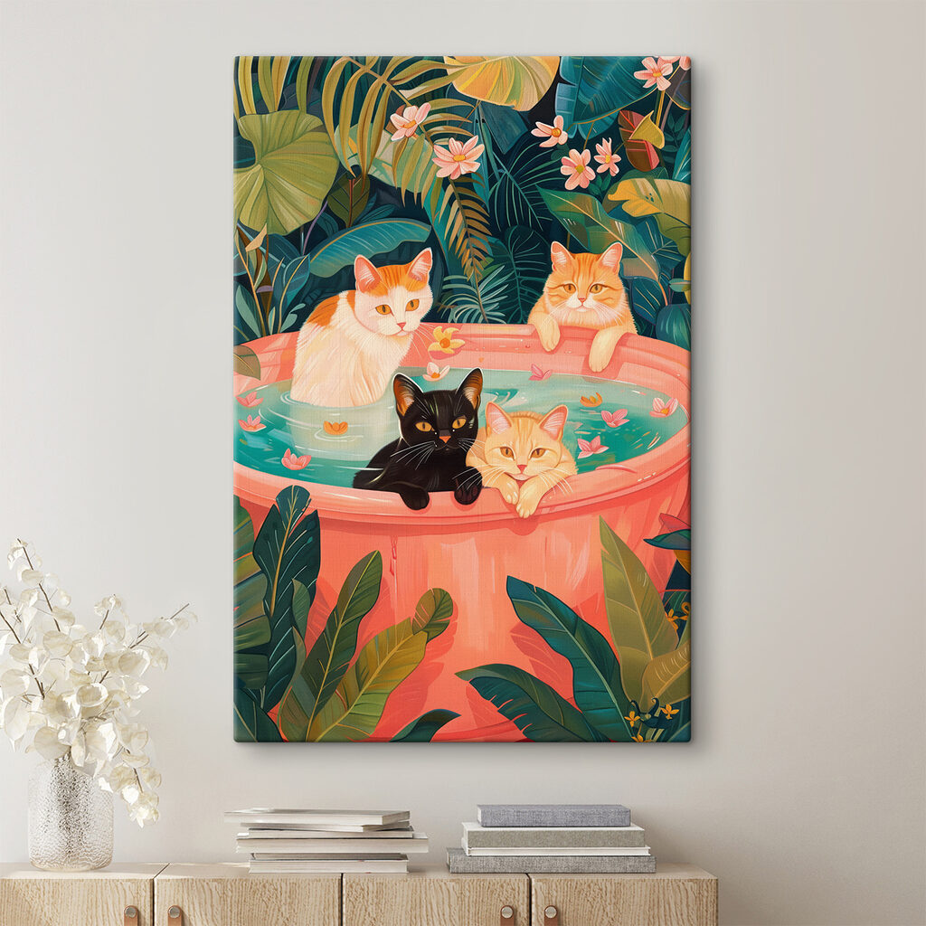 Cats in a tub of water Cats in a tub of water