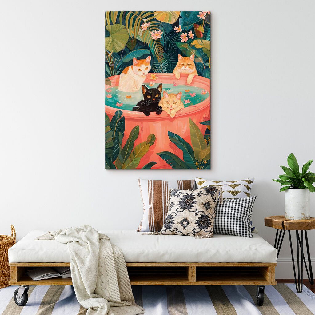 Cats in a tub of water Cats in a tub of water